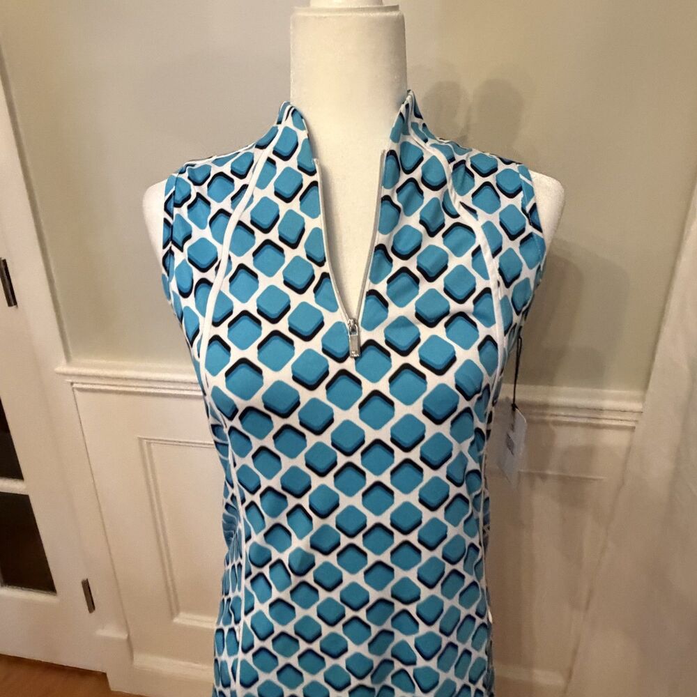 NWT Tail Activewear Sleeveless Quarter Zip Golf Dress Blue Size S - Picture 4 of 10